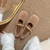 Flat Bottom Ballet Shoes Casual Short Plush Fashion New Light Square Toe Dress Walking Designer
