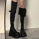 Breakj And Velvet Long Boots Girl Small Knight High Boots 2025 Autumn And Winter New Thick Bottom In Two Through The Knee