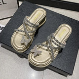Breakj Red Water Drill Slippers Women Wear 2025 Summer Thick Bottoms And Two Wearing Butterflies Sandals Fairy Wind And Cool