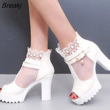new Women Shoes High Heel Sexy Square Heel Sandals Women Pumps Party Ladies Shoes Peep toe Breathable Pumps Shoes