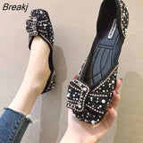 New Women Ballet Flats Comfortable Crystal Diamond Dress Bow Sequins Single Shoes Rhinestone Glitter Square Toe