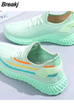 Style Casual Women's Sports Vulcanize Shoes Mesh Breathable Flying Woven Soft Sole Walking Platform Sneakers Women Tennis