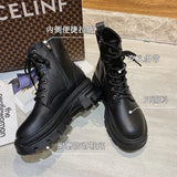 Boots Online Celebrity Thick-Soled Martin Boots Women's Trend Ins2024 Autumn And Winter New British Style Short Boots Large Size