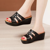 Heel Sandals Slippers Summer 2023 New Muffin Thick Soles Fishmouth Slippers Large Size Slippers Wear One-Word