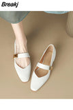 Summer Footwear with Medium Heels Shoes for Women 2023 Office White Square Toe Genuine Mark Beau Today Korean Style A E