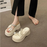 Breakj Women Wear 2025 Summer New Small Thick-Soled High-Heeled Water Drill Jackets Toe Cool Slippers