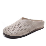 Breakj Layer Of Cow Skin Retro One Foot Soft-Soled Slippers Women 2025 Summer New Comfortable Outer Hollow Hole