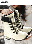 Women Boots Winter Keep Warm Quality Mid-Calf Snow Boots Ladies Lace-up Comfortable Waterproof Booties Chaussures