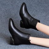 Size Soft Leather Fashion Boots Women 2023 Autumn And Winter New Pointed Short Boots Women Thick Heel Leather Shoes Women Fashion