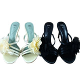 Breakj Home 2025 Summer New Black Fairy Wind Flowers Toe French Temperament High-Heeled Sandals