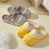 Breakj Fur Couple Cotton Slippers Women Wear Detachable Warm Waterproof And Velvet Indoors