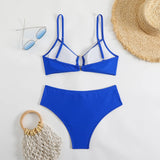 2025 New Solid Color Sexy Bikini Wrinkled Air Split Body Swimsuit Suit