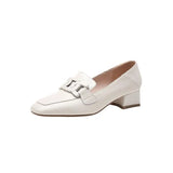 Breakj Leather Shoes Female British Wind 2023 Spring And Autumn New Coarse Heel Single Shoes One Foot Pedalle Shoes Women's
