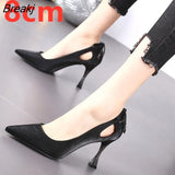 Female Casual High Quality Pointed Toe Yellow Slip on Stiletto Heels for Office Women Party Black Heel Shoes Zapatos