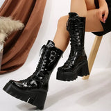 Breakj For Martin Boots 2025 Autumn And Winter New Rivet Tie With Thick And Medium Boots Female Large Size Knight