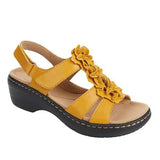 Breakj Flower Decoration Magic Stickers Summer Ladies Slopes Sandals Solid Color Beach Women's