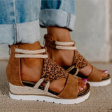 Sandals Leopard Wedge Heels Sandals Soft Bottom Platform Sandals For Summer Shoes Women Wedges Chaussure Femme Plus