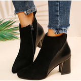 Women's Side Zipper Small and Medium-sized Boots Women's Thick Heel Pointed Boots High Heel Boots Fashion Spring 2022 New