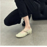Heel Retro Women's Shoes 2024 Spring And Summer New Mary Jane Shallow Single Shoes Women's Thick Heel Breathable Bean