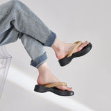 Size 35-39 Wedges Sandals Women Flip Flops Medium Heels Summer Shoes For Women 2023 Fashion Slippers Platform