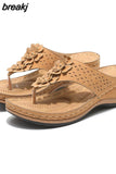 Women Slippers Summer Women Flip Flops Low Heels Sandals Shoes Female Summer Slippers Flower Women Slides Wedges Shoes