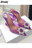 Heels Woman PVC Sandals 2023 Sexy Crystal Heeled Slingbacks Women Pumps Summer Shoes High Heels Wedding Bride