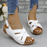 Breakj New Summer Women's Slope Sandals Thick Sole Buckle With Fish Mouth Sandals Pure-Colored Slope Heel