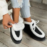 New Women With Thick Autumn And Winter Warm Cotton Shoes Large Size Wool Side Women's Cotton Shoes To Keep