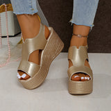 Breakj Sandals Women's Large Code 2025 Summer New Sloped Sandals High Heel Waterproof Table Buckle Women's