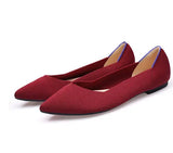 Polyester Shoes Women Spring Flats Pointy Toe Ballerinas Ladies Stretch Knitted Loafers Femme Daily Dress