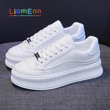 Platform White Sneakers Women Sports Shoes 2021 New PU Leather Flat Vulcanized Casual Shoes Walking Tennis Female