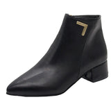 Boots Women Fall 2023 New Frosted PU Heel Ankle Boots Color Martin Boots Thick Heel Pointed Women's