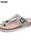 2023 New Summer Unisex Beach Cork Flip Flops Women Slippers Casual Quick Drying Men Buckle PU Leather Slides