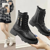 Breakj Boots Women 2025 Autumn And Winter New British Wind Coarse And Velvet Locomotive Boots Fashion Double Zipper Leisure Martin