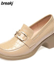 Leather Designer Shoes for Women 2023 Trend Pumps Luxury Platform Loafers Elegant Medium Heel Women's Shoes Large
