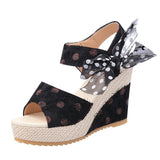Breakj Hee Women's Sandals Fruit Pattern High Heel Sandals Women 2025 Spring And Summer New Word Fish Mouth Bow Women's