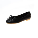 Version 2024 New Summer Round Head Shallow Bow Flat Shoes Grandma Shoes Retro Fairy Style