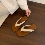 Breakj New Flat Shoes Daily Leisure Side Folded Toe Sandals Wearing Solid Color Simple Commuter