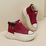 Women High Top Boots 2024 Spring Lace-up Platform Sneakers Non-slip Sneakers Comfy Outdoor Running Shoes Casual Tenis De