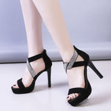 Breakj Women 2023 Summer New Fashion Fish Mouth Ultra-High Heel Sexy Fine Heel After Zip-On Fashion