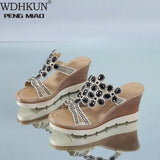 Slippers Crystal Wedges Slides For Women High Heels Fashion Summer Beach Shoes 2020 Female Platform Sandalias