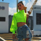 Asymmetrical Individuality Jacket For Women Stand Collar Long Sleeve Short Casual Jackets Female Fashion New