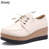 Spring Moccasins Women Flats Fashion Flat Platform Shoes Women's Loafers Autumn Ladies Lace-up Flats Female Shoes