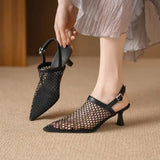Heeled Sandals Shoes Woman 2024 Trend Pointed Toe Elegant Hight Heels Slingback Shoe Ladies Outdoor