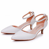 Breakj Cm Large-Size Sandals Fine Heel Point White Matur PU Wedding Shoes Sandals White High Heels Bridal