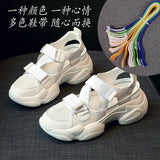 Breakj Sandals Women's Summer 2023 New Velcro Stick Soft Soles Increase Thick Bottom Hollow Breathable Old Dad