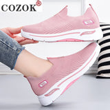 Women Leisure Sneakers Outdoor Mesh Soft Bottom Sport Shoes Vintage Solid Slip on Breathable Shoes Sneakers Women Zapatos