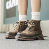 Breakj Boots Fall 2024 New Vintage Overalls Western Lovers Platform Increased Hot Style Ankle Boots