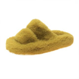 Women Slippers Faux Fur Home Cozy Furry Slides Comfortable Open Toe Designer Fluffy Black Plush Warm House Women