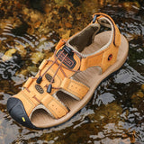 Sandals for Men Summer Outdoor Beach Shoes Casual Plus Size 10 Womens Slides Cowhide Leather Sneakers